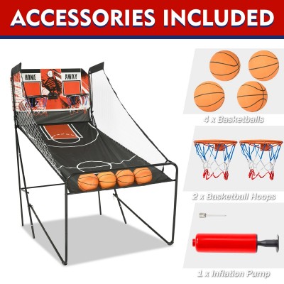 Foldable Indoor Basketball Arcade Game | Electronic Double Shot Basketball Machine for Home Game Roo