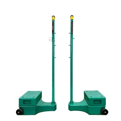 Heavy Duty Steel Badminton Poles with Wheels | Weatherproof Badminton Net Set with Counterweight