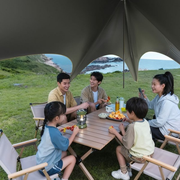 Large Capacity Oxford Fabric Camping Tarp 2-18 Person Quick Assemble UV Blocking Rainproof Canopyimg-2