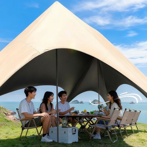 Large Capacity Oxford Fabric Camping Tarp 2-18 Person Quick Assemble UV Blocking Rainproof Canopyimg-4