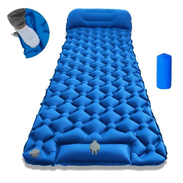 Outdoor Foot Pump Inflatable Sleeping Pad Waterproof Moisture Proof for Camping Hiking Backpackingimg-3