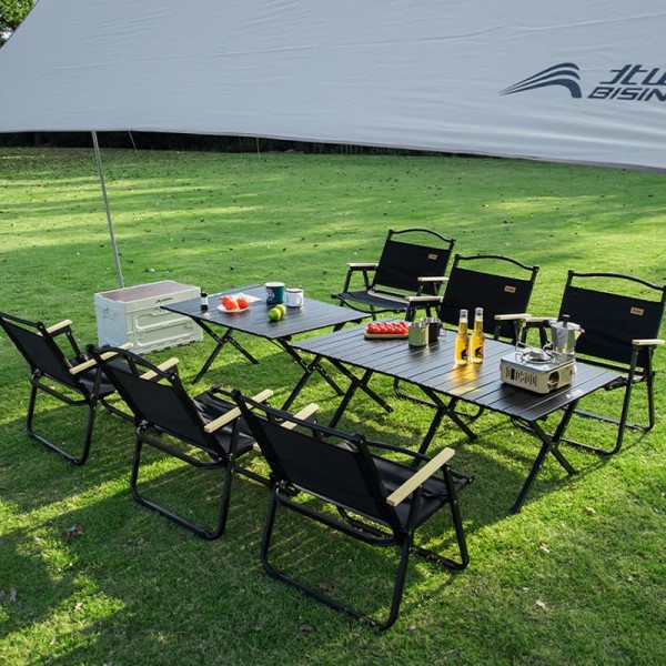 BISINNA Outdoor Folding Table and Chairs Set Portable Camping Roll Up Table for Backyard and Picnicsimg-2