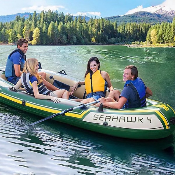 Intex Seahawk 4 Person Inflatable Boat Set Fishing Kayak Raft with Oars and Pump for Lake and Riverimg-3