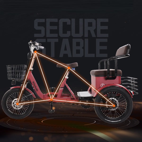 650W Electric Assist Tricycle 3 Wheel E-Bike for Family Commute Child Pickup & Senior Useimg-4