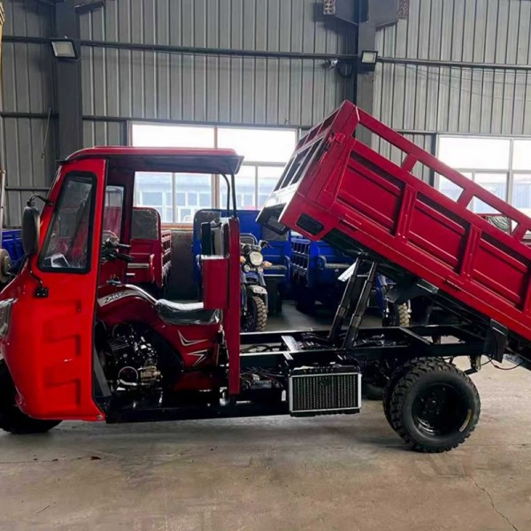 Heavy-Duty 3-Wheel Gas Cargo Tricycle Water-Cooled Hydraulic Dump Trike for Farmimg-3