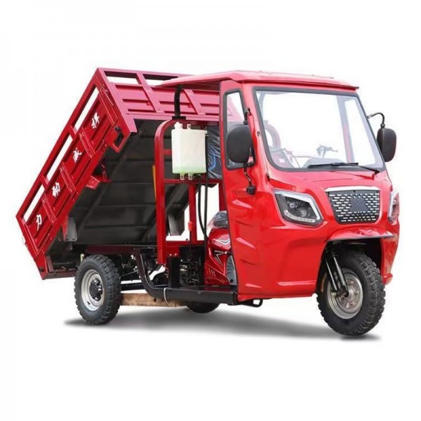 Heavy-Duty 3-Wheel Gas Cargo Tricycle Water-Cooled Hydraulic Dump Trike for Farmimg-5