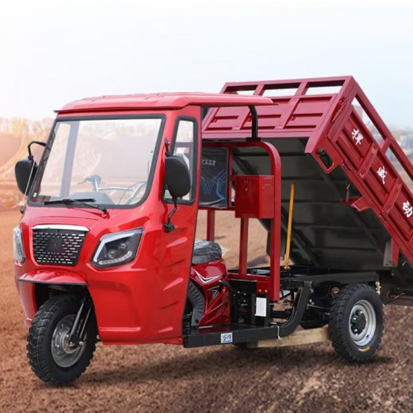 Heavy-Duty 3-Wheel Gas Cargo Tricycle Water-Cooled Hydraulic Dump Trike for Farmimg-6