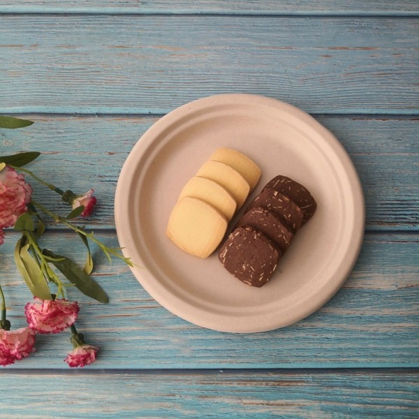 Heavy-Duty Biodegradable Sugarcane Plates 6/7/9/10/12 inch Bulk Pack for Food Serviceimg-3