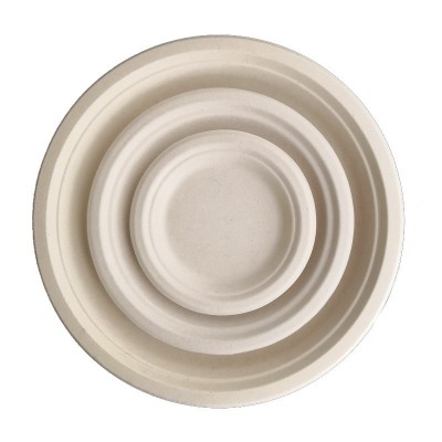 Heavy-Duty Biodegradable Sugarcane Plates 6/7/9/10/12 inch Bulk Pack for Food Service