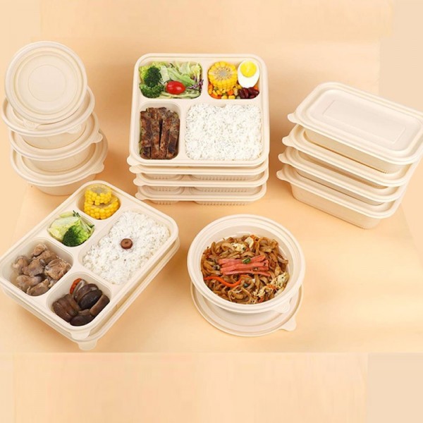 Bulk Cornstarch Compostable Takeaway Containers Biodegradable Meal Prep Boxes for Food Serviceimg-3