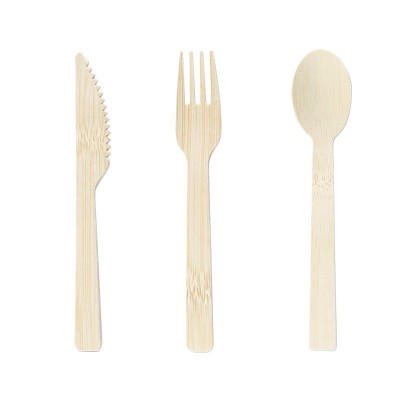 Bulk Disposable Bamboo Cutlery Set Compostable Bamboo Forks Knives Spoons for Catering