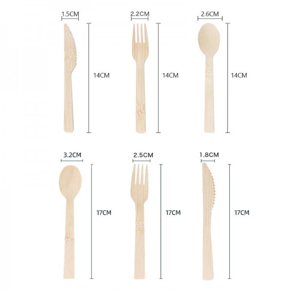 Bulk Disposable Bamboo Cutlery Set Compostable Bamboo Forks Knives Spoons for Cateringimg-2