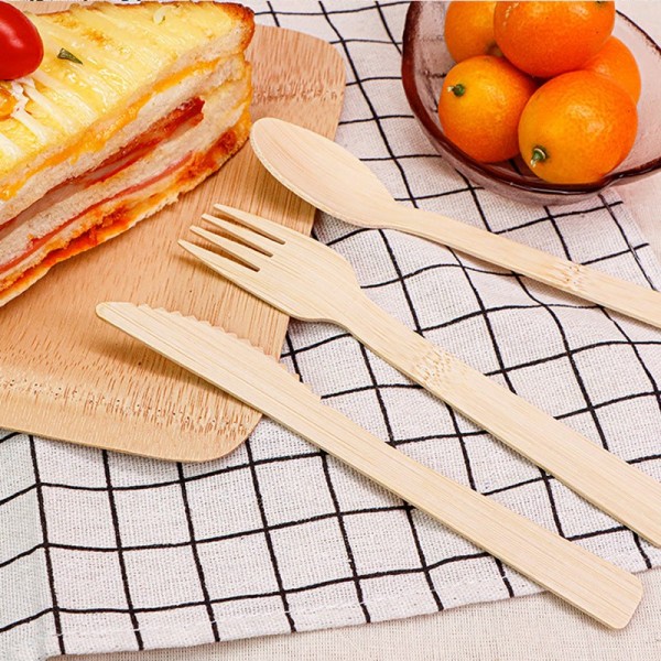 Bulk Disposable Bamboo Cutlery Set Compostable Bamboo Forks Knives Spoons for Cateringimg-4