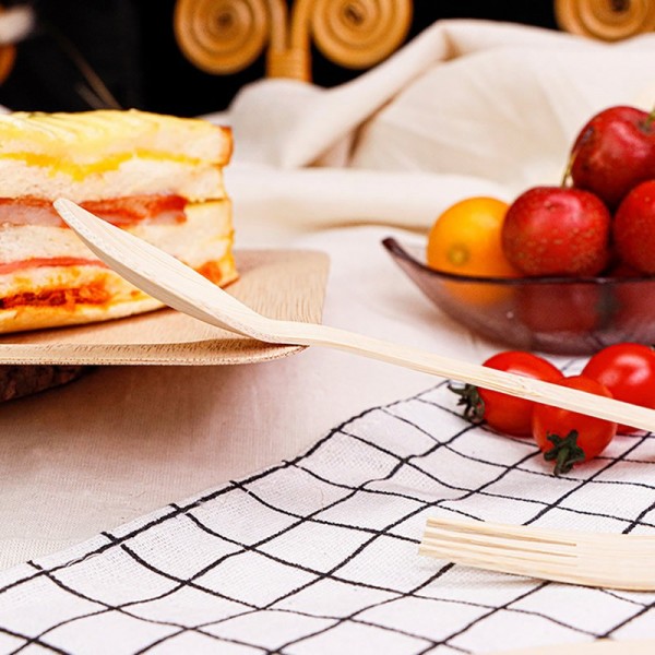 Bulk Disposable Bamboo Cutlery Set Compostable Bamboo Forks Knives Spoons for Cateringimg-8