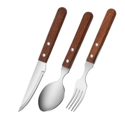 Vintage Rosewood Handle Steak Cutlery Set Stainless Steel Western Tableware for Restaurant & Home