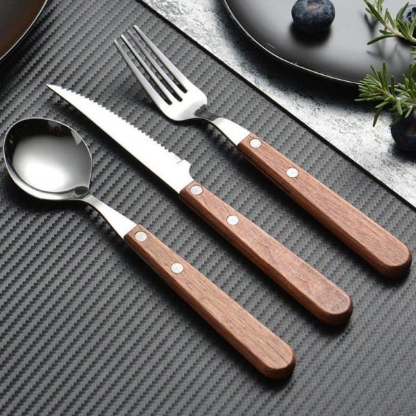 Vintage Rosewood Handle Steak Cutlery Set Stainless Steel Western Tableware for Restaurant & Homeimg-4