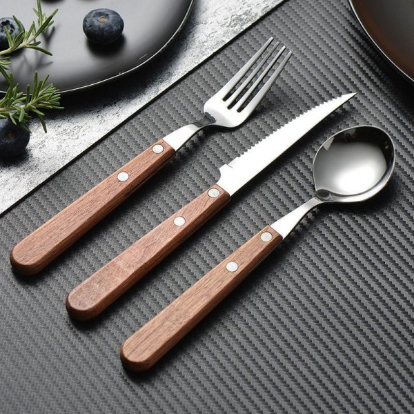 Vintage Rosewood Handle Steak Cutlery Set Stainless Steel Western Tableware for Restaurant & Homeimg-6