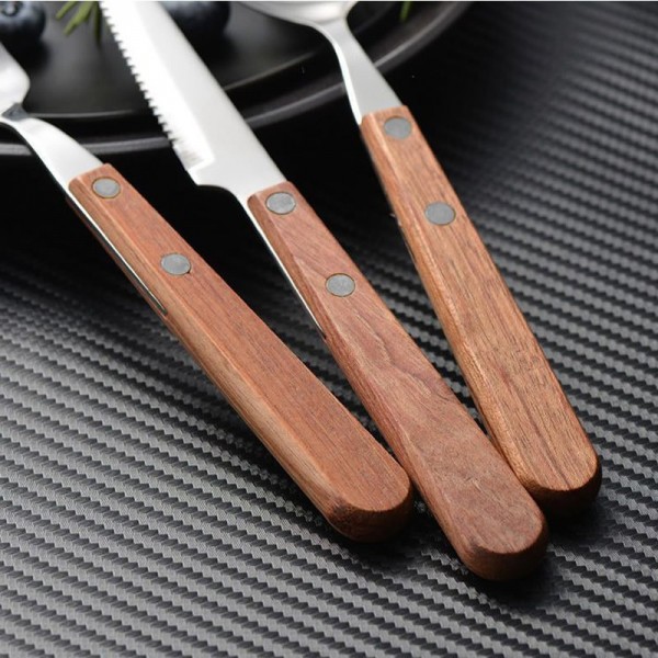 Vintage Rosewood Handle Steak Cutlery Set Stainless Steel Western Tableware for Restaurant & Homeimg-7