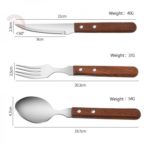 Vintage Rosewood Handle Steak Cutlery Set Stainless Steel Western Tableware for Restaurant & Homeimg-2