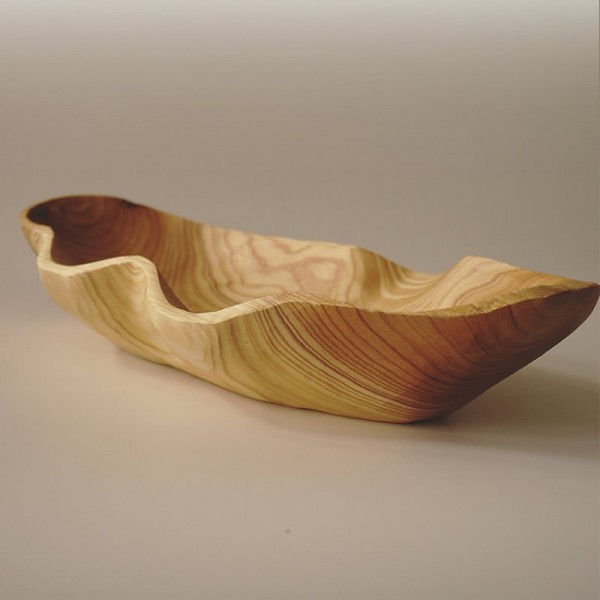 Hand-Carved Natural Wood Fruit Bowl Rustic Cedar Wooden Tray for Snacks & Home Decorimg-5