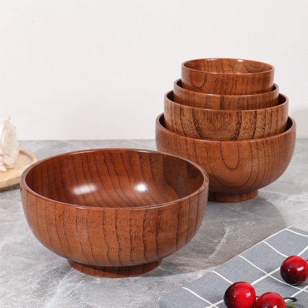 Handcrafted Jujube Wood Rice Bowl Vintage Solid Wood Soup Bowl for Daily Home Diningimg-2