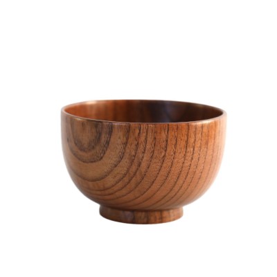 Handcrafted Jujube Wood Rice Bowl Vintage Solid Wood Soup Bowl for Daily Home Dining