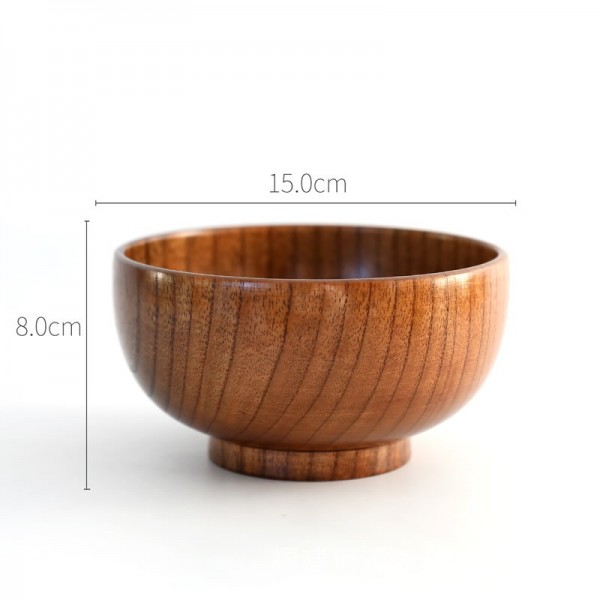 Handcrafted Jujube Wood Rice Bowl Vintage Solid Wood Soup Bowl for Daily Home Diningimg-4