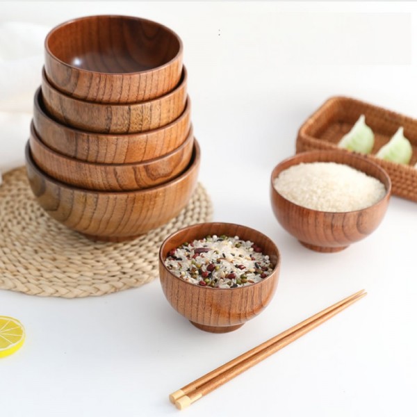 Handcrafted Jujube Wood Rice Bowl Vintage Solid Wood Soup Bowl for Daily Home Diningimg-6