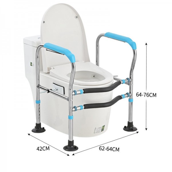 Adjustable Height Toilet Safety Frame Stainless Steel Bathroom Grab Bar for Elderly & Seniorsimg-4