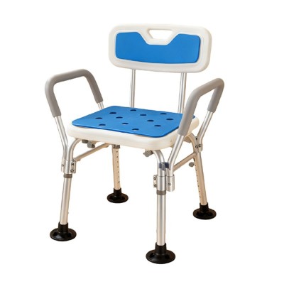 Height-Adjustable Shower Chair with Back & Arms Heavy-Duty Shower Bench for Elderly