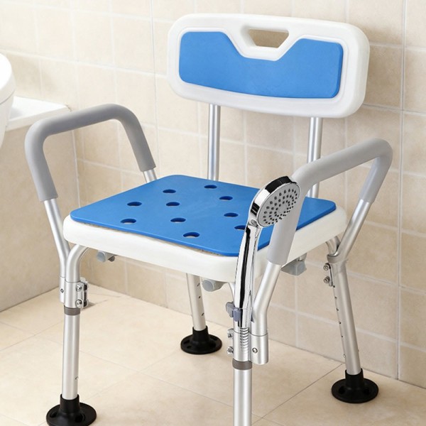 Height-Adjustable Shower Chair with Back & Arms Heavy-Duty Shower Bench for Elderlyimg-3