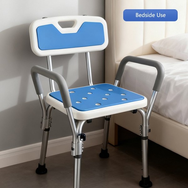 Height-Adjustable Shower Chair with Back & Arms Heavy-Duty Shower Bench for Elderlyimg-5