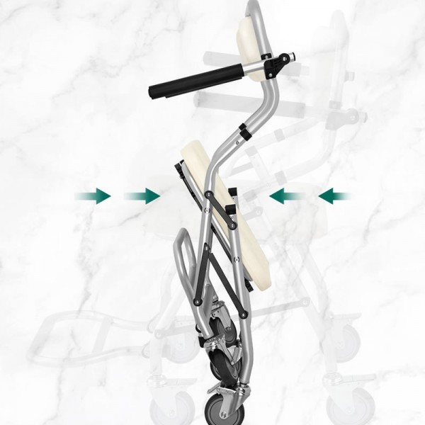 Foldable Wheeled Shower Commode Chair with Commode Bucket for Elderly & Disabledimg-2