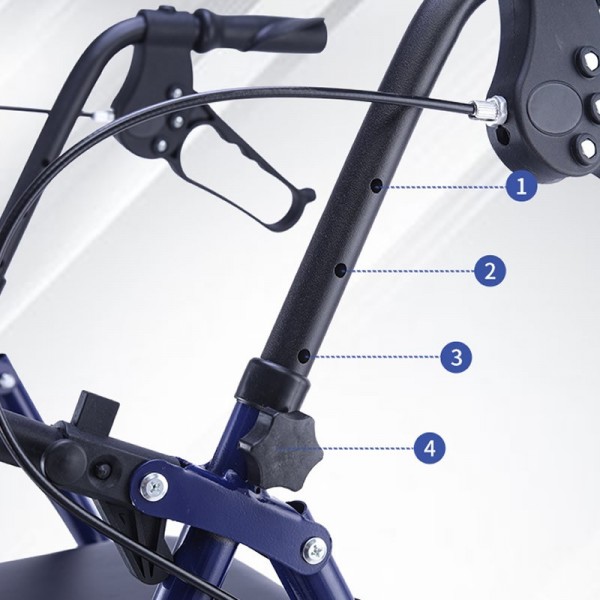 Foldable 4-Wheel Rollator Walker with Seat & Storage Bag Heavy-Duty Mobility Walker for Seniorsimg-3