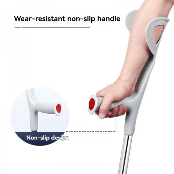 Stainless steel cane with 10 height adjustment, anti slip U-shaped handle elbow walker suitable forimg-5