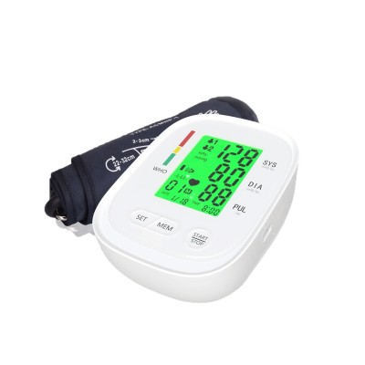 Portable upper arm automatic blood pressure monitor for daily home monitoring with English subtitles