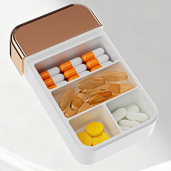 Portable 4-Compartment Daily Pill Organizer Small Travel Pill Box for Pocket & Purseimg-4