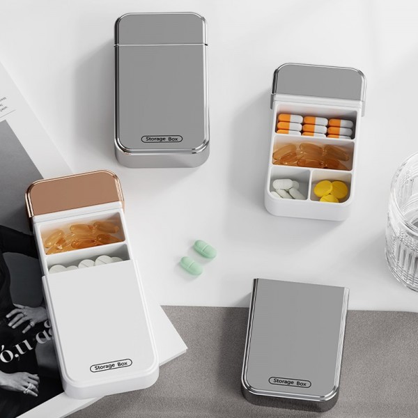 Portable 4-Compartment Daily Pill Organizer Small Travel Pill Box for Pocket & Purseimg-5