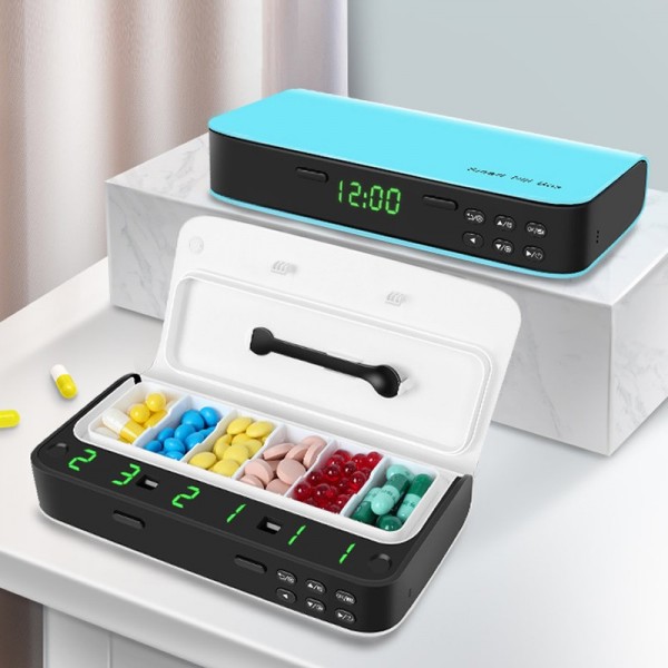 7-Day Smart Pill Box with Alarm Reminder Portable Weekly Pill Organizer for Seniorsimg-2