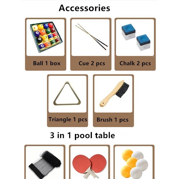 Convertible 3-in-1 Billiards Table, Ping Pong Table & Work Desk Comboimg-3