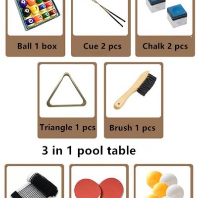 Convertible 3-in-1 Billiards Table, Ping Pong Table & Work Desk Combo