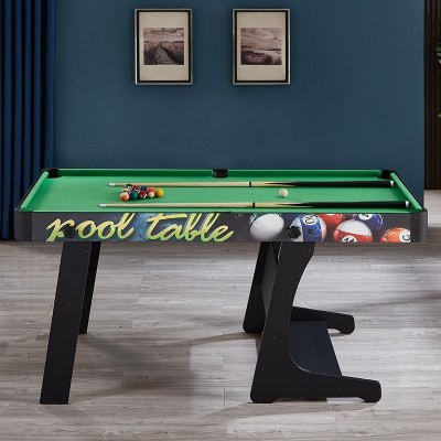 Foldable Pool Table, Space-Saving Billiards Table for Home Game Room, Indoor Use