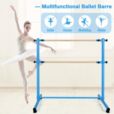 Adjustable Double Ballet Barre, Portable Freestanding Dance Bar for Kids Home Studio Training