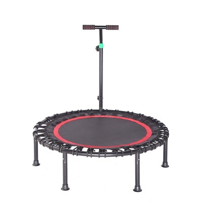 Portable Fitness Trampoline with Handrail, Red/Yellow for Home Gym Use