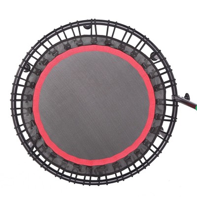 Portable Fitness Trampoline with Handrail, Red/Yellow for Home Gym Use