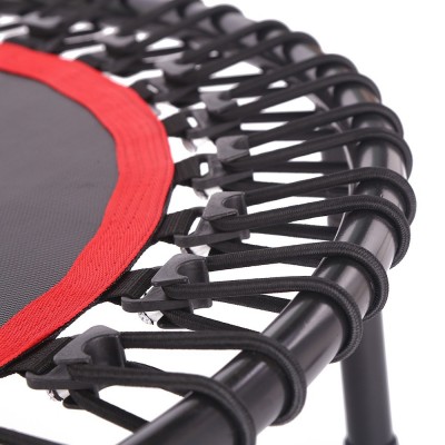 Portable Fitness Trampoline with Handrail, Red/Yellow for Home Gym Use