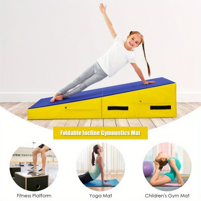 Portable Incline Gymnastics Wedge Mat | Foldable Foam Ramp for Kids Gymnastics & Fitness