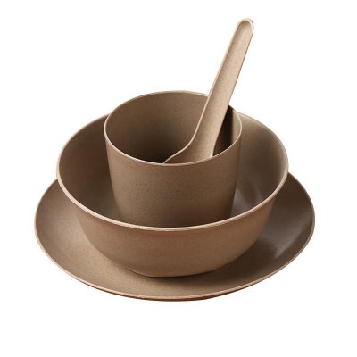 Eco-Friendly Disposable Rice Husk Tableware, Heavy-Duty Food-Grade Bowl Plate Cup Set