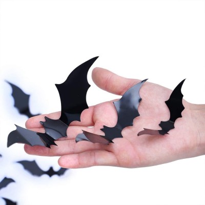 3D Black Bat Wall Decals, Halloween Party Decorations for Indoor Outdoor Use