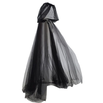 Halloween Hooded Tulle Witch Cloak, Gothic Vampire Cape for Cosplay Party
